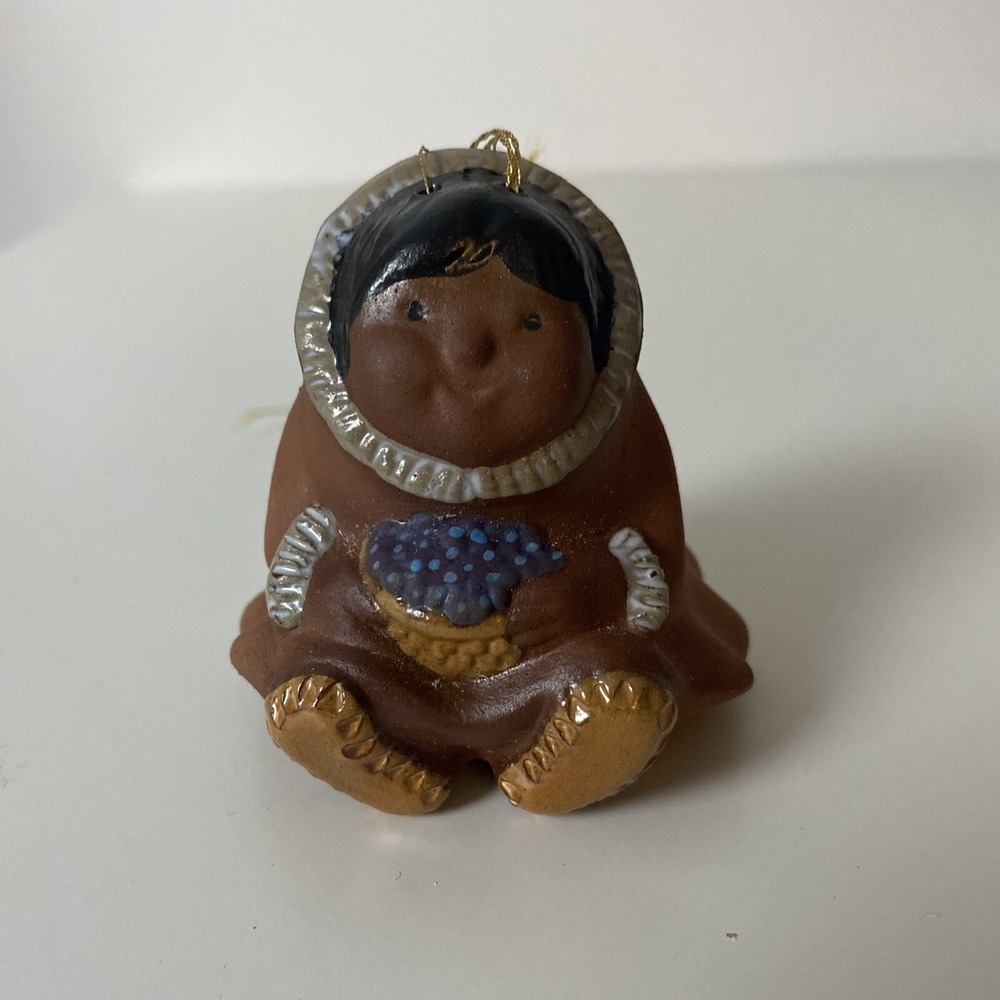 Nanook Vintage Eskimo Girl with Blueberries Tree Ornament Signed